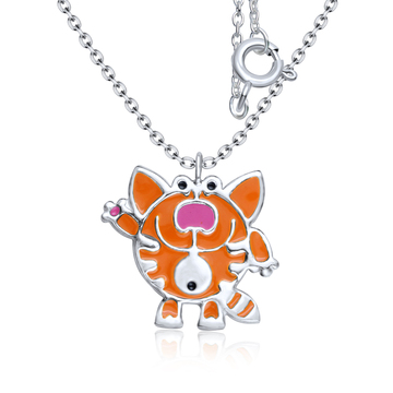 Chubby Cat Silver Necklace SPE-4046